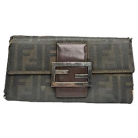 Fendi Baguette Brown Cotton Wallet Brown