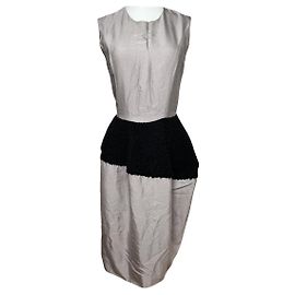 Yves Saint Laurent Silver Silk Dresse Silvery