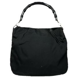 Sac à main convertible Gucci Bamboo en polyester noir Noir