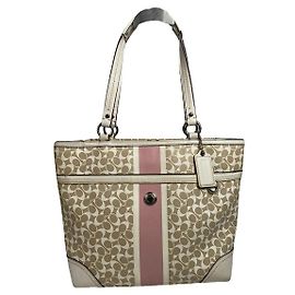 Coach Signature Sufflette Beiger Lederhandtasche Beige