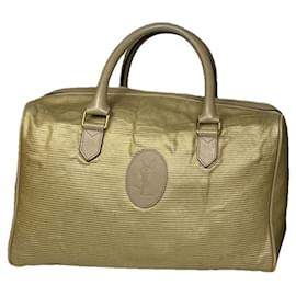 Sac de voyage en cuir doré Yves Saint Laurent Doré