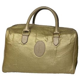 Yves Saint Laurent Gold Leather Travel Bag Golden