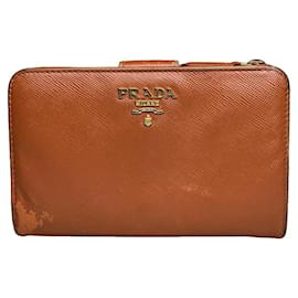 Prada Orange Leather Wallet Orange