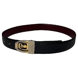 Céline Celine Triomphe Black Leather Belt Black