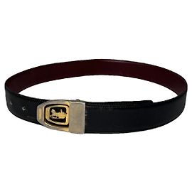 Céline Cinturón de cuero negro Celine Triomphe Negro