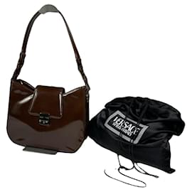 Versace braune Lackleder-Handtasche Braun