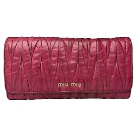 Portefeuille en cuir rouge Miu Miu Rouge