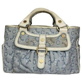 Céline Celine Boogie Blue Cotton Handbag Blue