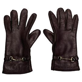 Luva de couro marrom Gucci Marrom