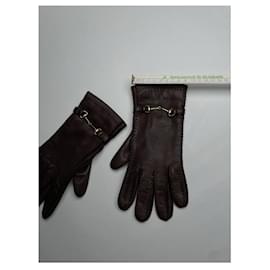 Gucci-GUCCI Gloves T.International S Leather-Brown