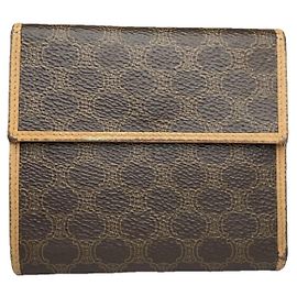 Céline Celine Triomphe Brown Leather Wallet Brown