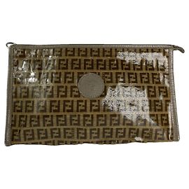 Fendi Baguette Brown Patent Leather Clutch Bag Brown