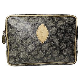 Clutch de couro preto Yves Saint Laurent Preto
