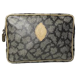 Yves Saint Laurent Black Leather Clutch Bag Black
