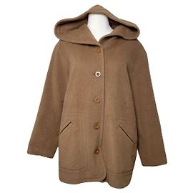 Dior Brown Wool Coat with Hood Brown