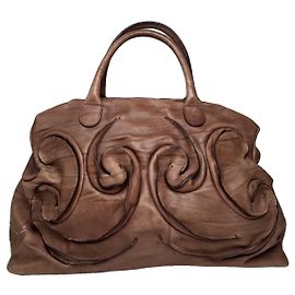 Autre Marque Non Signé / Unsigned Brown Leather Handbag Brown