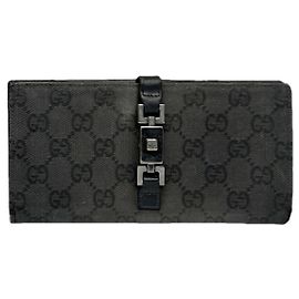 Gucci Jackie Vintage Black Leather Wallet Black