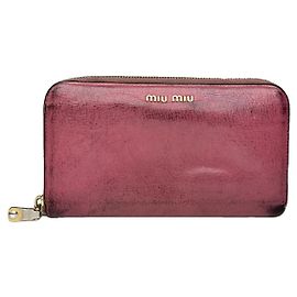 Carteira de couro roxa Miu Miu Roxo