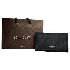 Cartera Continental Negra de Algodón Gucci Negro
