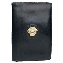 Gianni Versace Black Leather Wallet Black