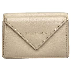 Balenciaga Ecru Leather Wallet Cream