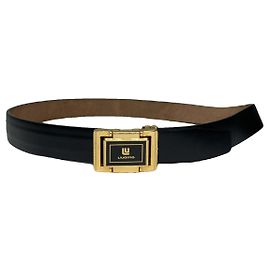 Autre Marque Non Signé / Unsigned Black Leather Belt Black