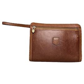 Céline Clutch de couro marrom vintage Celine Triomphe Marrom