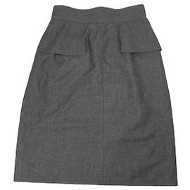Falda de lana gris de Chanel Gris