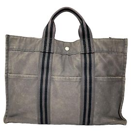 Hermès graue Baumwollhandtasche Grau
