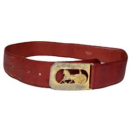 Céline Cinturón de cuero rojo Celine Triomphe Roja
