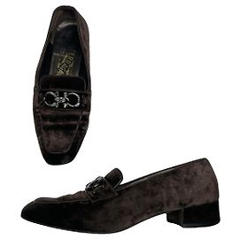 Salvatore Ferragamo Brown Suede Flat Brown