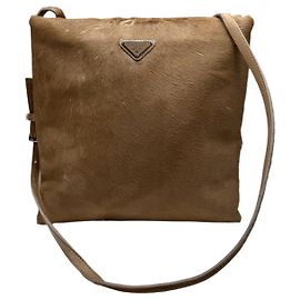 Prada Re-Edition 2000 Brown Fur Handbag Brown