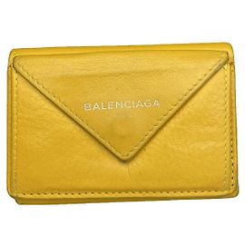 Balenciaga Yellow Leather Wallet Yellow