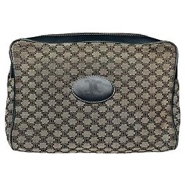 Céline Celine Triomphe Vintage Schwarze Leder Clutch Schwarz