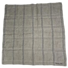 Dior Grey White Checkered Silk Scarf Grey