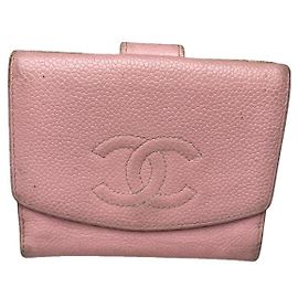 Chanel Cambon Pink Leather Wallet Pink