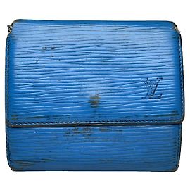 Louis Vuitton Grenelle Blue Leather Wallet Blue