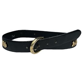 Céline Celine Triomphe Black Leather Belt Black