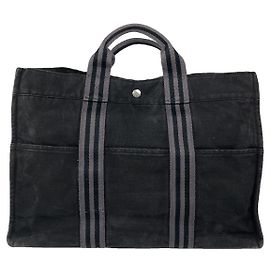Bolso de mano de algodón negro Hermès Negro