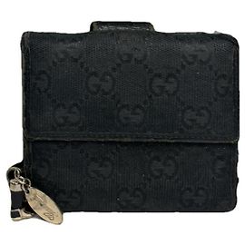 Portafoglio in pelle nera Gucci GG Blooms Nero