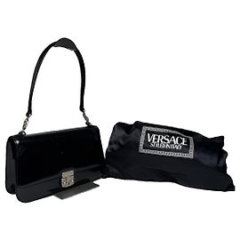 Versace Black Patent Leather Handbag Black