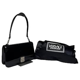 Versace schwarze lackleder Handtasche Schwarz