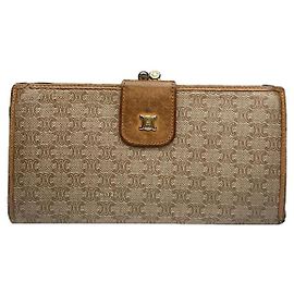 Céline Celine Triomphe Beige Leather Wallet Beige