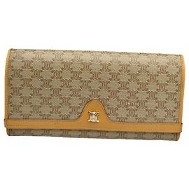Céline Celine Triomphe Beige Leather Wallet Beige