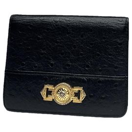 Borsa in struzzo nera Gianni Versace Nero