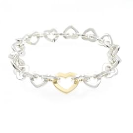 Tiffany & Co-Pulseira de link coração Tiffany-Prata,Dourado