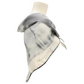 Hermès-Hermes Ivory / Black Josephine Danse Print Square Silk Twill Scarf-Cream