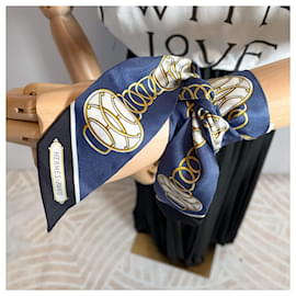 Hermès-Twilly Silk Lift Profile RM/Marine/Noir/Gold Blue-Blue