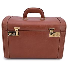 Gucci Vintage braune Leder-Reisegepäck Braun