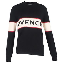 Givenchy Logo Crew Neck Pullover in Black Wool Black